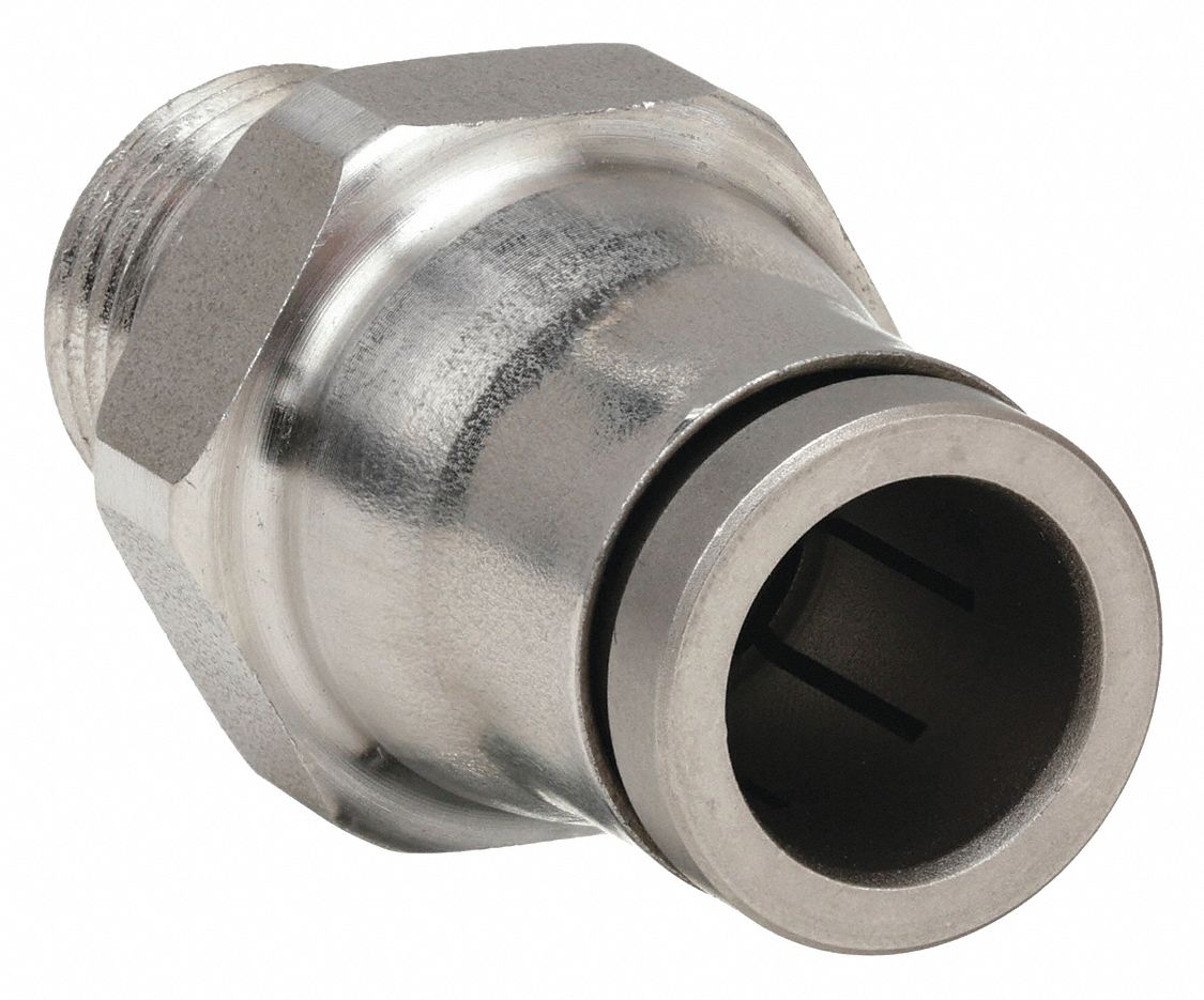 MALE CONNECTOR: 316L SS, PUSH-TO-CONNECT X MNPT, FOR 5/16 IN TUBE OD, IMPERIAL, 2 PK