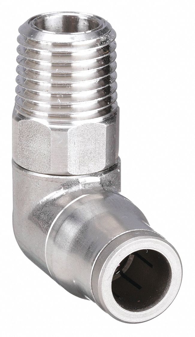 COMPACT ELBOW: 316L STAINLESS STEEL, PUSH-TO-CONNECT X MNPT, FOR 5/32 IN TUBE OD, 2 PK