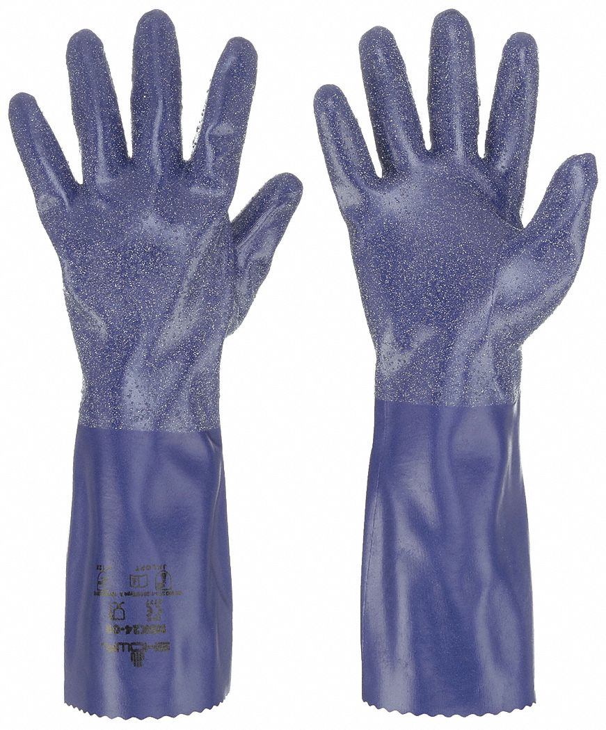 SHOWA NITRI-SOLVE CHEMICAL RESISTANT GLOVES, 15 MIL, 14 IN LENGTH