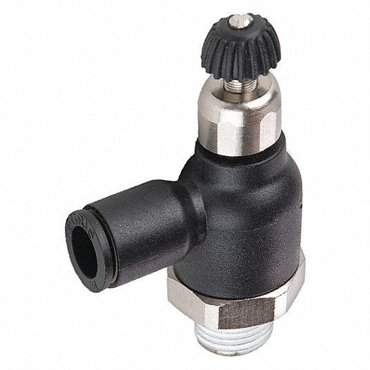 All Sizes Threaded Push in Speed Flow Control Pneumatic Connector Elbow Fitting 