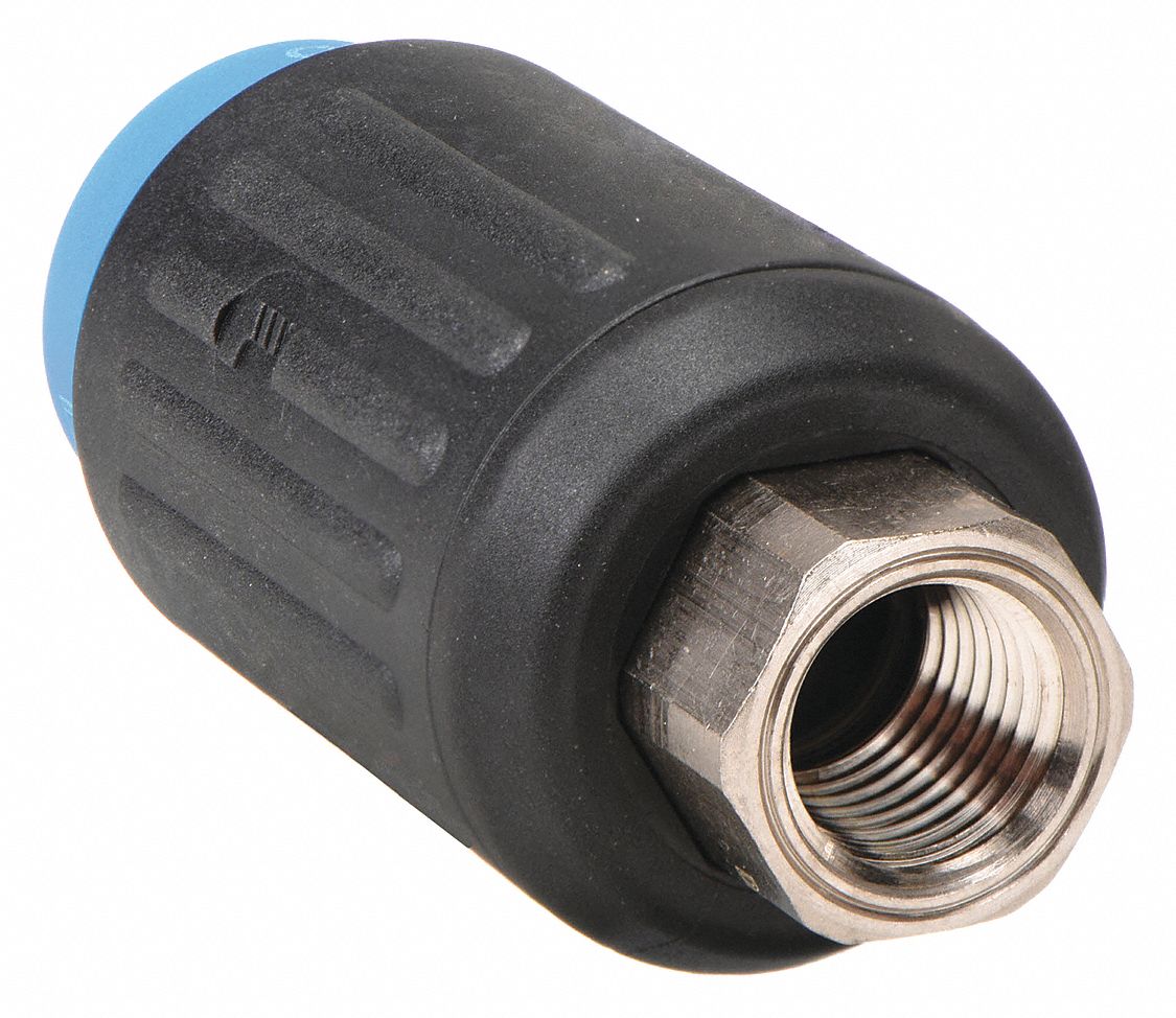 Quick Connect Hose Coupling: 1/4 in Body Size, 3/8 in Hose Fitting Size, 3/8"-18 Thread Size