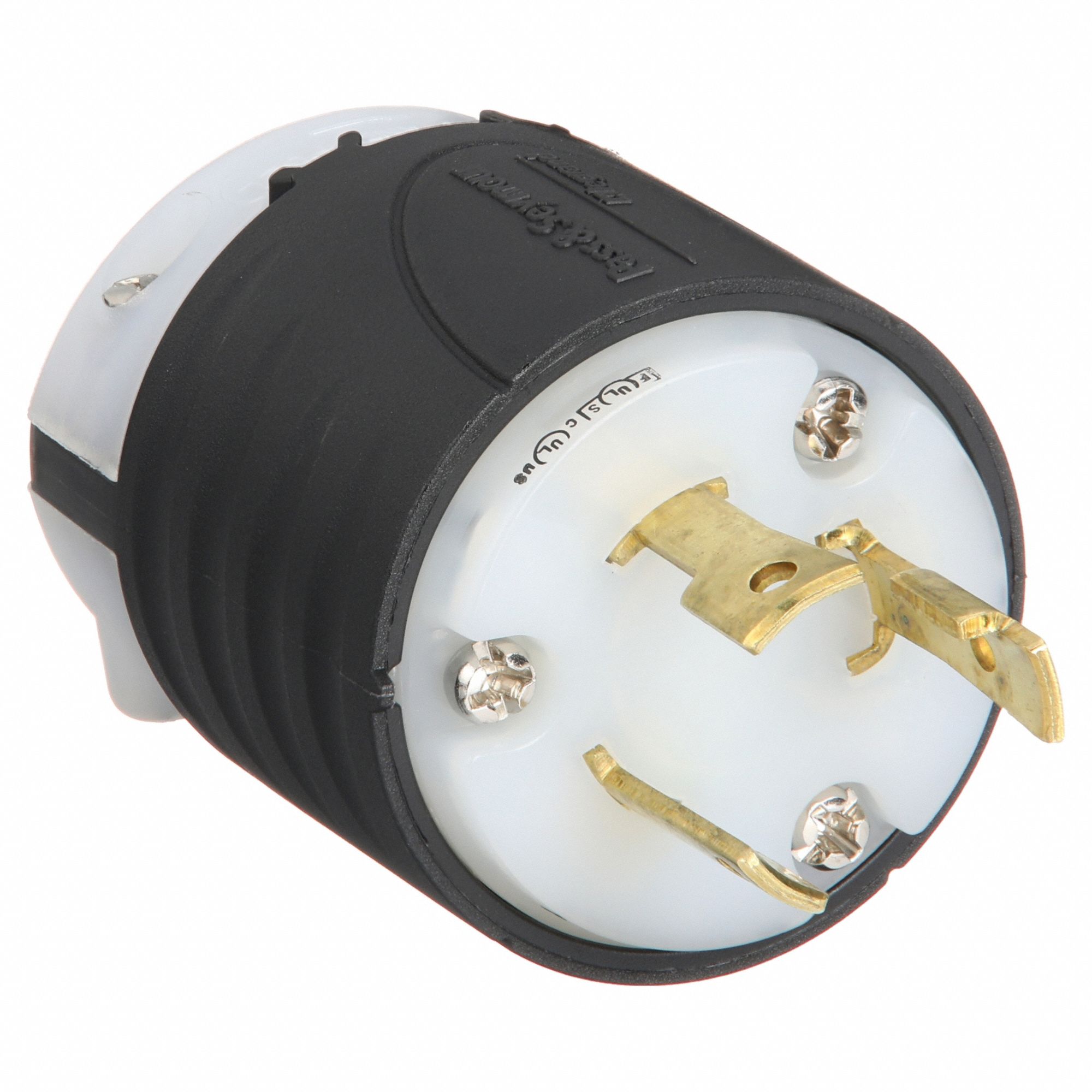 Ground Continuity Monitoring Plug: L6-30P, 250V AC, 30 A, 2 Poles, Black/White, Screw Terminals