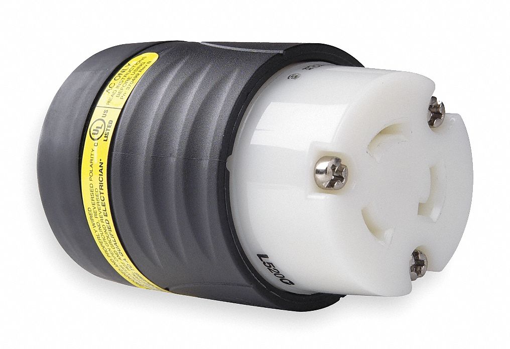 L520R, 20 A, Ground Continuity Monitoring Locking Connector 1PGL8L520CGCM Grainger