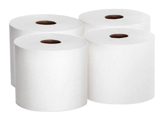 Paper Towel Roll: White, 7 3/4 in Roll Wd, 700 ft Roll Lg, 14 3/4 in Sheet Lg, 4 PK