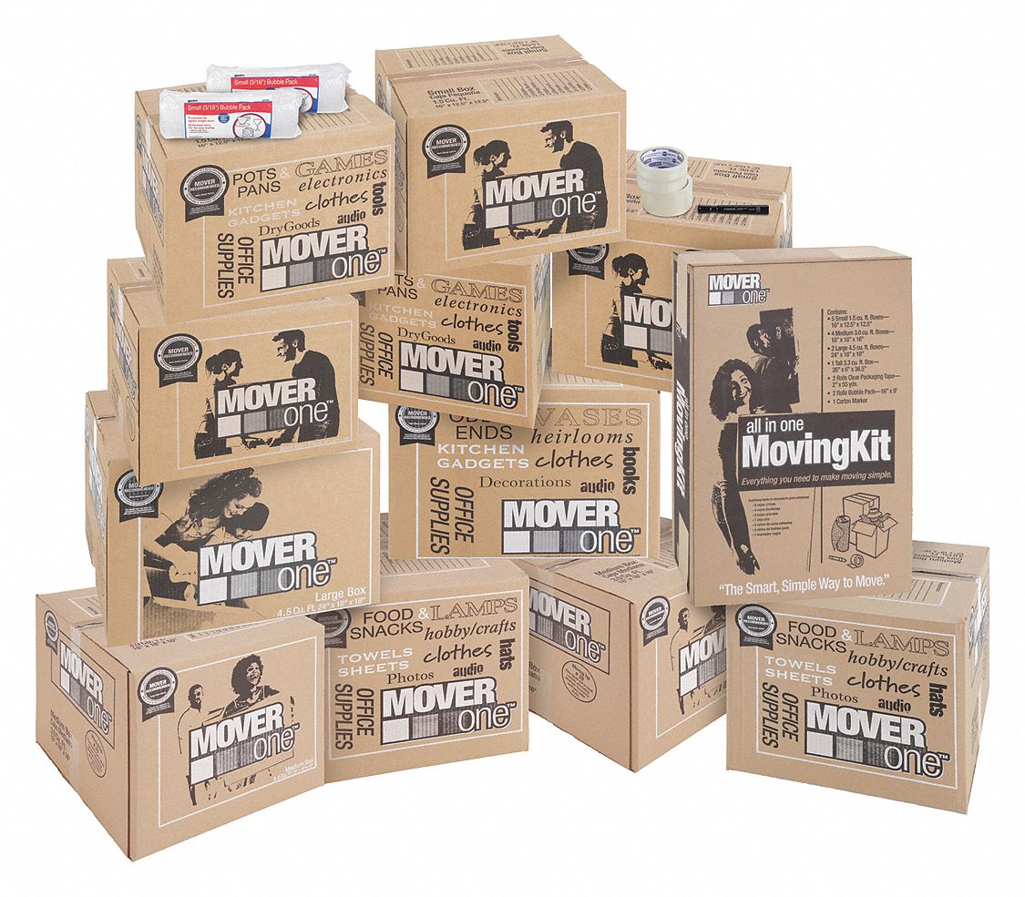 PRINTED MOVING BOX KIT, 26 X 5¾ X 37 IN, 200#, SINGLE WALL, CORRUGATED