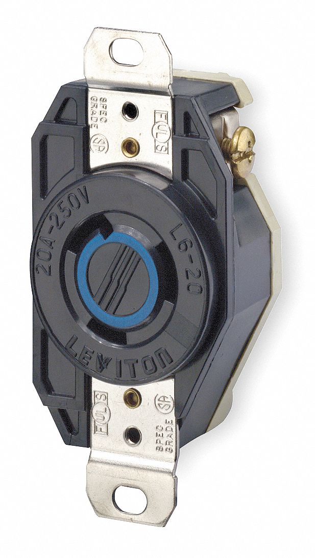 Leviton 2320 Flush Mounting Locking Receptacle Black 20a 250v for sale online 