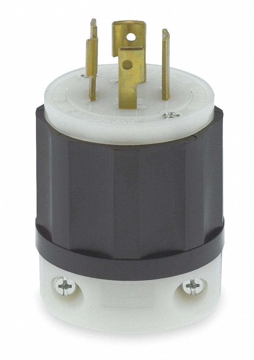 LEVITON Locking Plug: Industrial, 20A Amps, NEMA L15-20P, 250VAC, 3