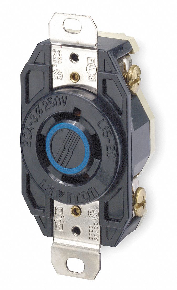 LEVITON Black Locking Receptacle, 20 Amps, 240VAC Voltage ... 20 amp twist lock wiring diagram 