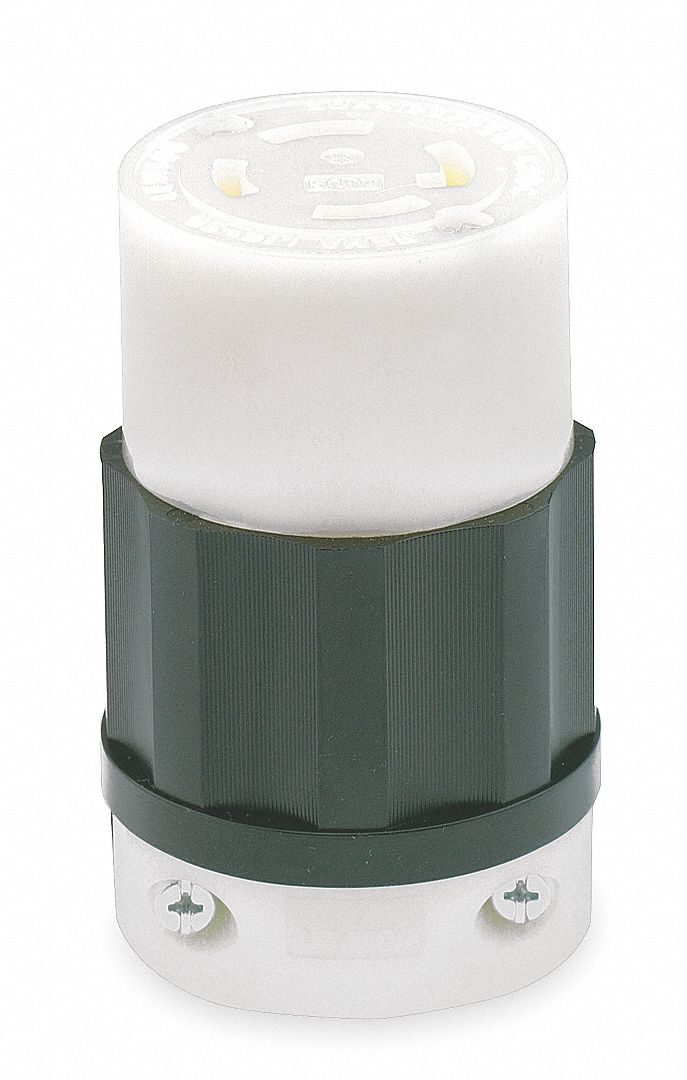 Locking Connector: L14-30R, 30 A, 125/250V AC, 3 Poles, Black/White, Screw Terminals