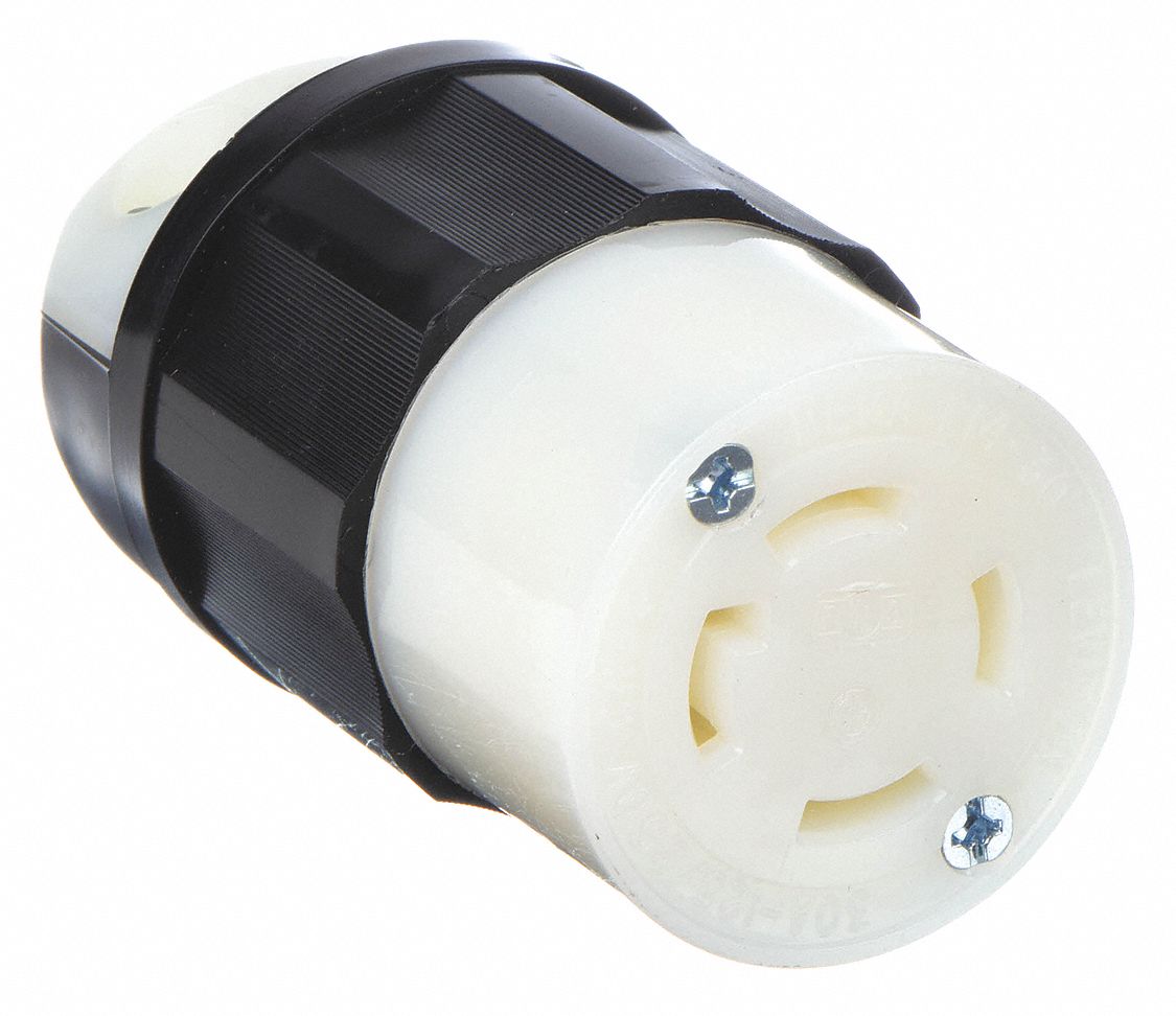 LOCKING CONNECTOR, L14-30R, 30, 125/250V AC, 3 POLES, BLACK/WHITE