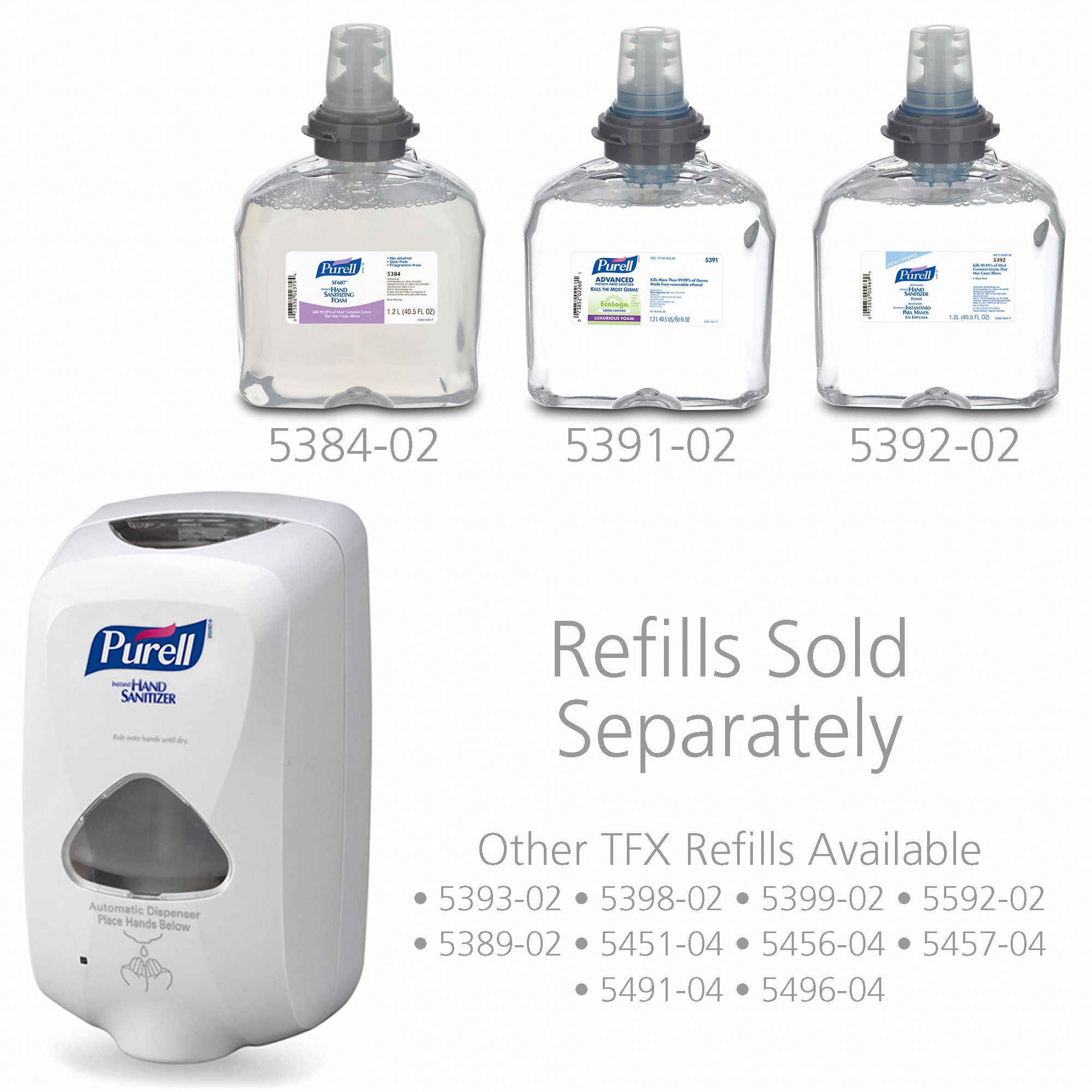 PURELL TFX™ Hygiene Series, 1,200 mL, Automatic, Foam, Liquid, Wall