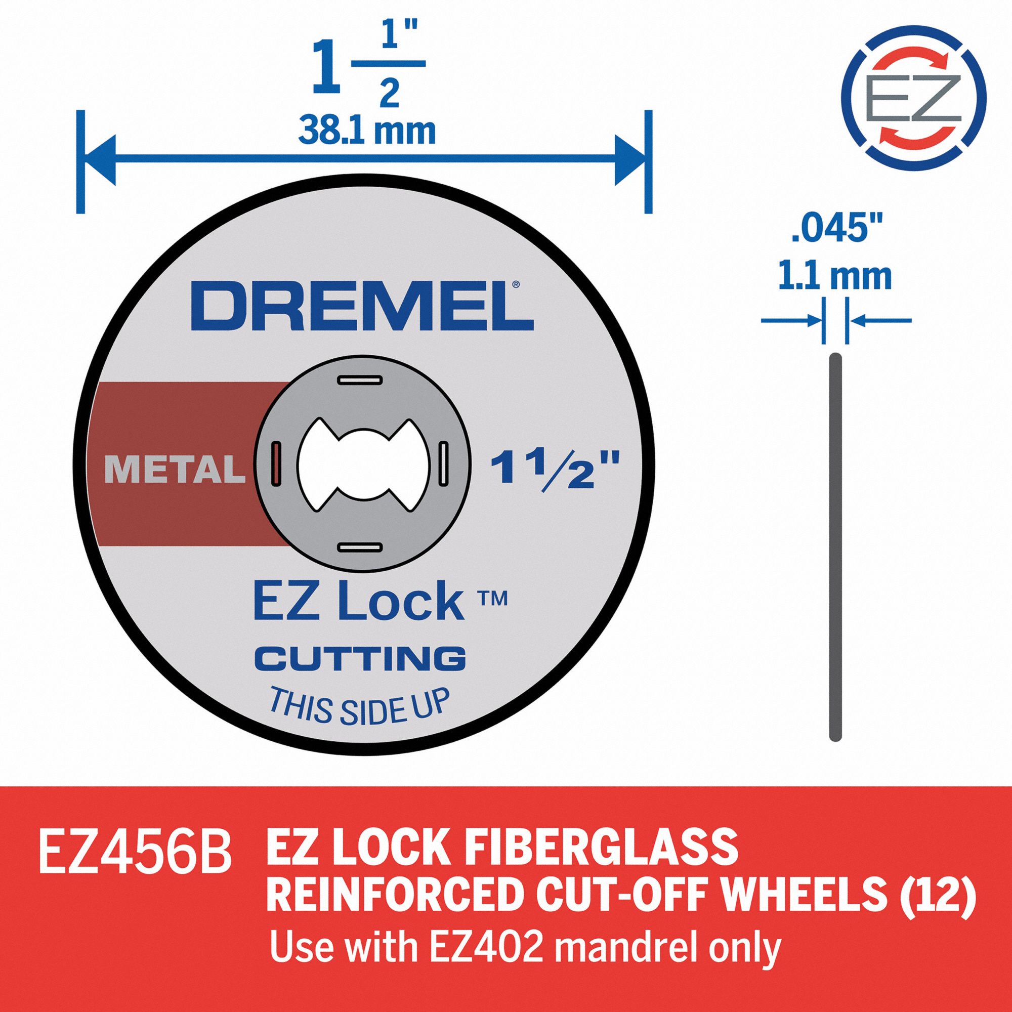 DREMEL Cutoff Wheel 1 1/2 in Wheel Dia, 1/8 in Wheel Thick