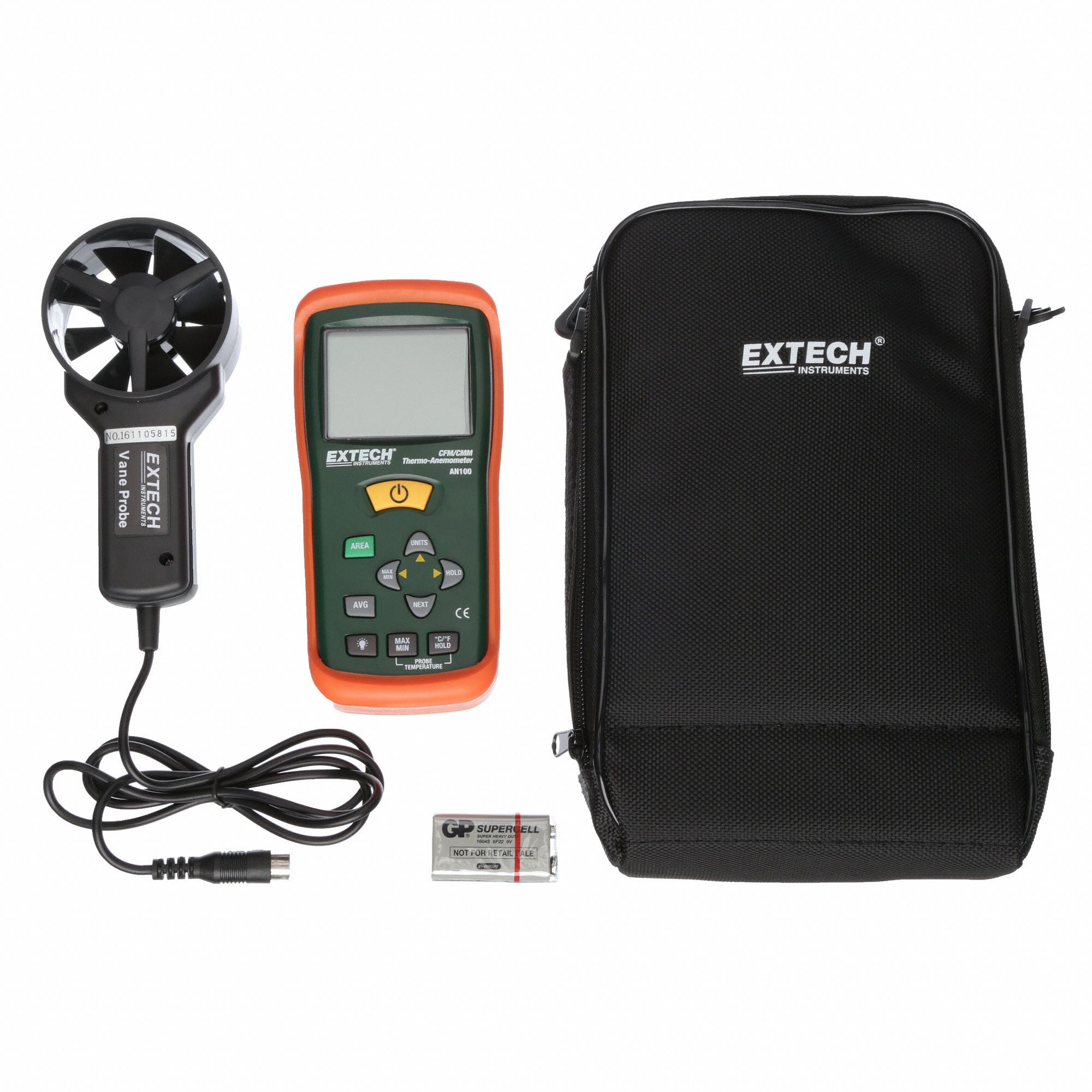 EXTECH Anemometer, Rotating Vane and Thermistor, No, No, 80 to 5,900