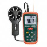 EXTECH Anemometer: 1 fpm Air Velocity Resolution, CFM, Rotating Vane, Air Flow/Air Velocity/Temp