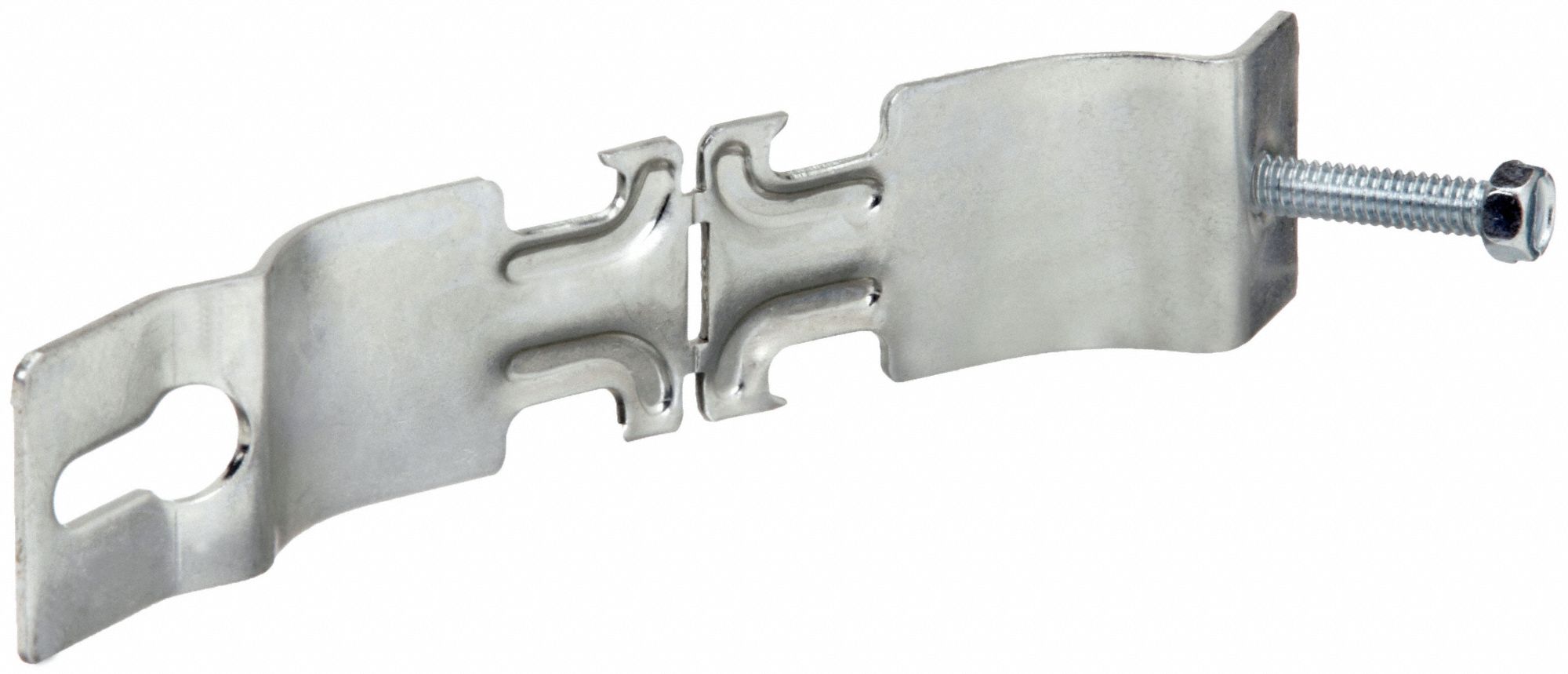 Angler Pipe Clamp: Steel, Electroplated, 1 1/4 in Conduit Trade Size