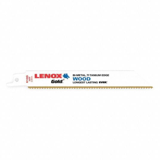 LENOX Reciprocating Saw Blade: 10 Teeth per Inch, 6 in Blade Lg, 3/4 in Ht,  0.035 in Cut Wd, 5 PK