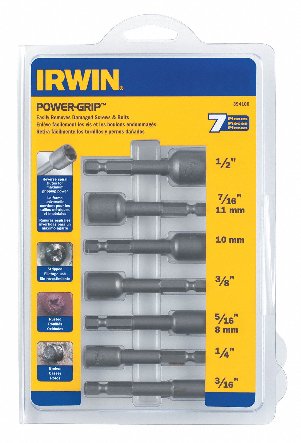 IRWIN HANSON Screw Extractor Set Reverse Spiral Flute Bolt Extractor