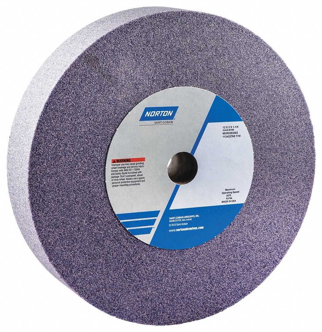 NORTON Straight Grinding Wheel 12 in Abrasive Wheel Dia, 1 1/4 in