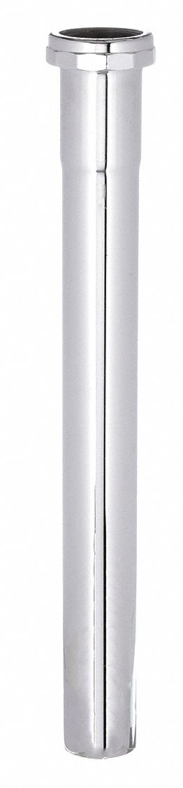 Extension: Brass, Chrome, Silver, 1 1/4 in Nominal Pipe Size, 12 in Overall Lg, Slip