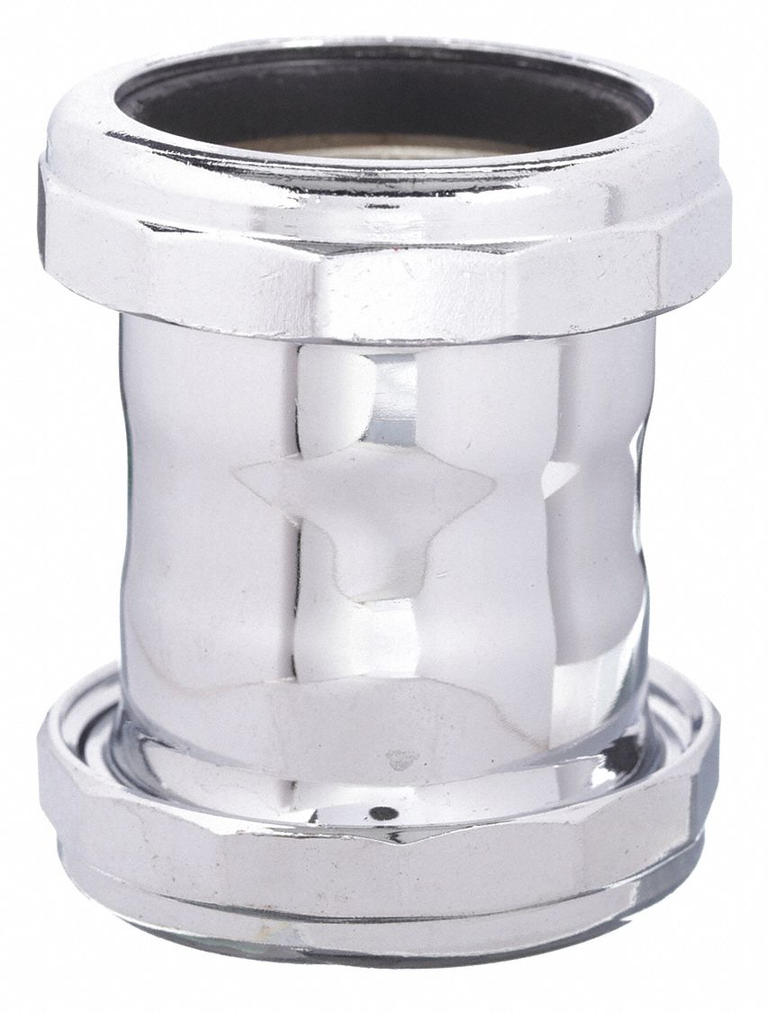 COUPLING: BRASS, CHROME, SILVER, 2⅜ IN OVERALL LG, SLIP, 22 GA GAUGE