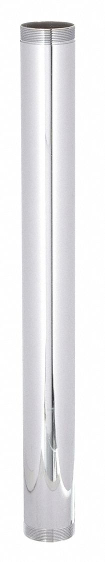 Extension: Brass, Chrome, Silver, 1 1/4 in Nominal Pipe Size, 12 in Overall Lg