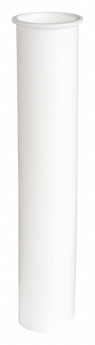 TAILPIECE: PLASTIC, WHITE, 1½ IN NOMINAL PIPE SIZE, 8 IN OVERALL LG, FLANGED