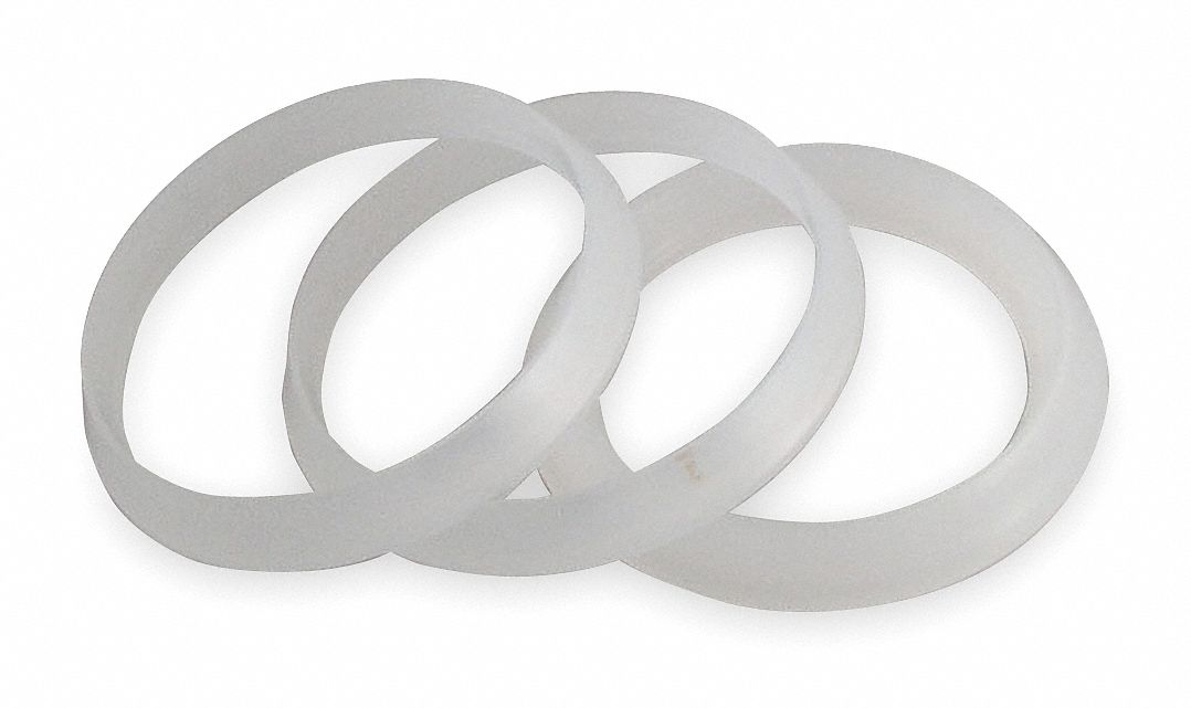 Washer: Plastic, White, 1 1/4 in_1 1/2 in Fits Pipe Size, Slip, 30 PK