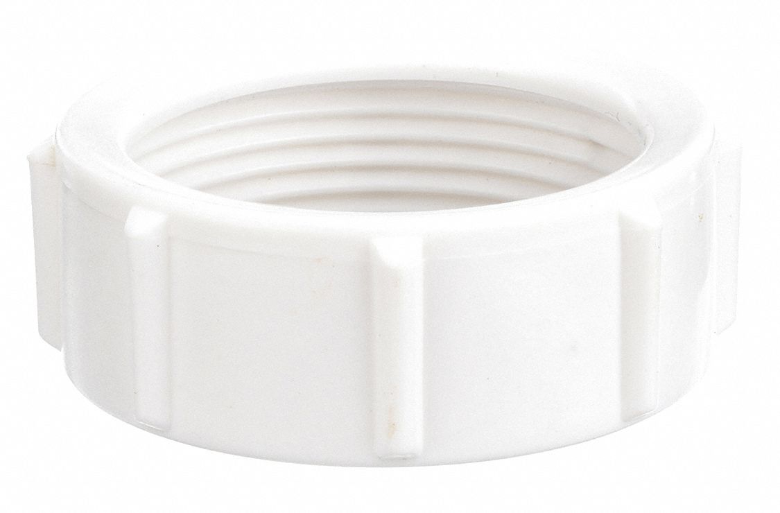 SLIP-NUT AND WASHER: PLASTIC, WHITE, 1¼ IN/1½ IN FITS PIPE SIZE, SLIP