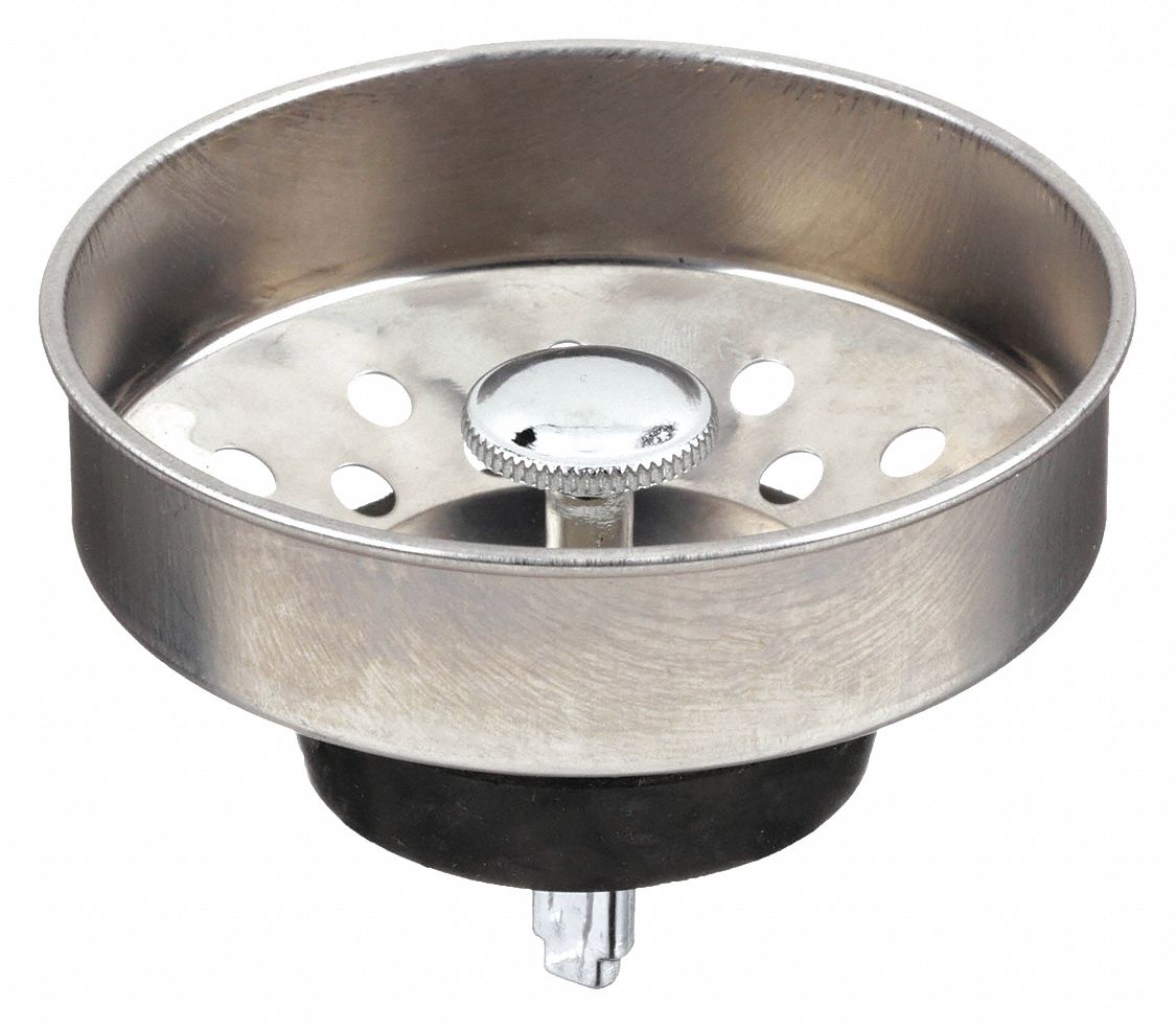 Strainer: 3 in Overall Dia, 2 1/8 in Overall Ht, Stainless Steel, Unfinished, Silver