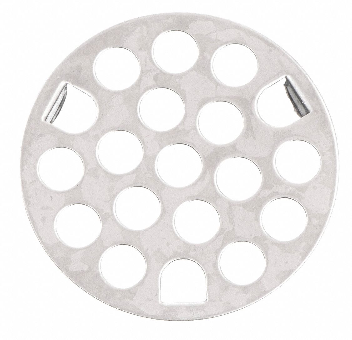 Strainer: 1 5/8 in Overall Dia, 3/8 in Overall Ht, Stainless Steel, Unfinished