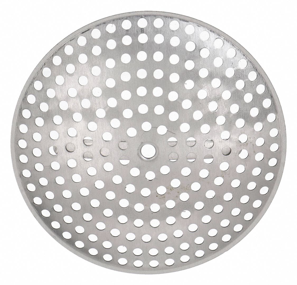 STRAINER: 3⅛ IN OVERALL DIAMETER, ⅛ IN H, ALUMINUM, UNFINISHED, SILVER