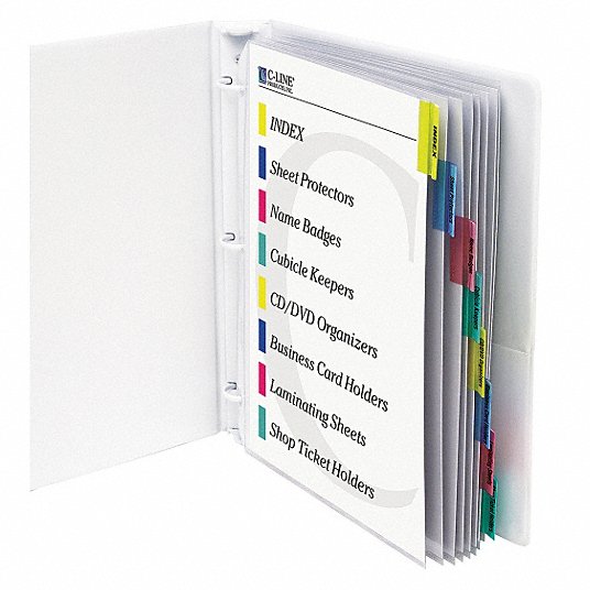 Sheet Protector Set: Top Load with Insertable Index Tabs, Clear, 8 Tabs, 8 PK