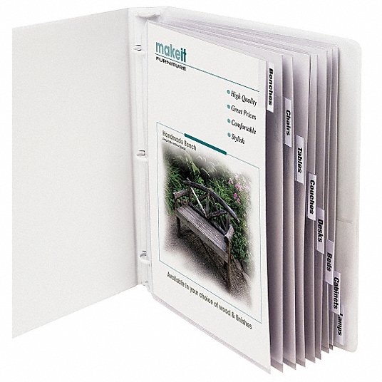 Sheet Protector Set: Top Load with Insertable Index Tabs, Clear, 8 Tabs, 8 PK