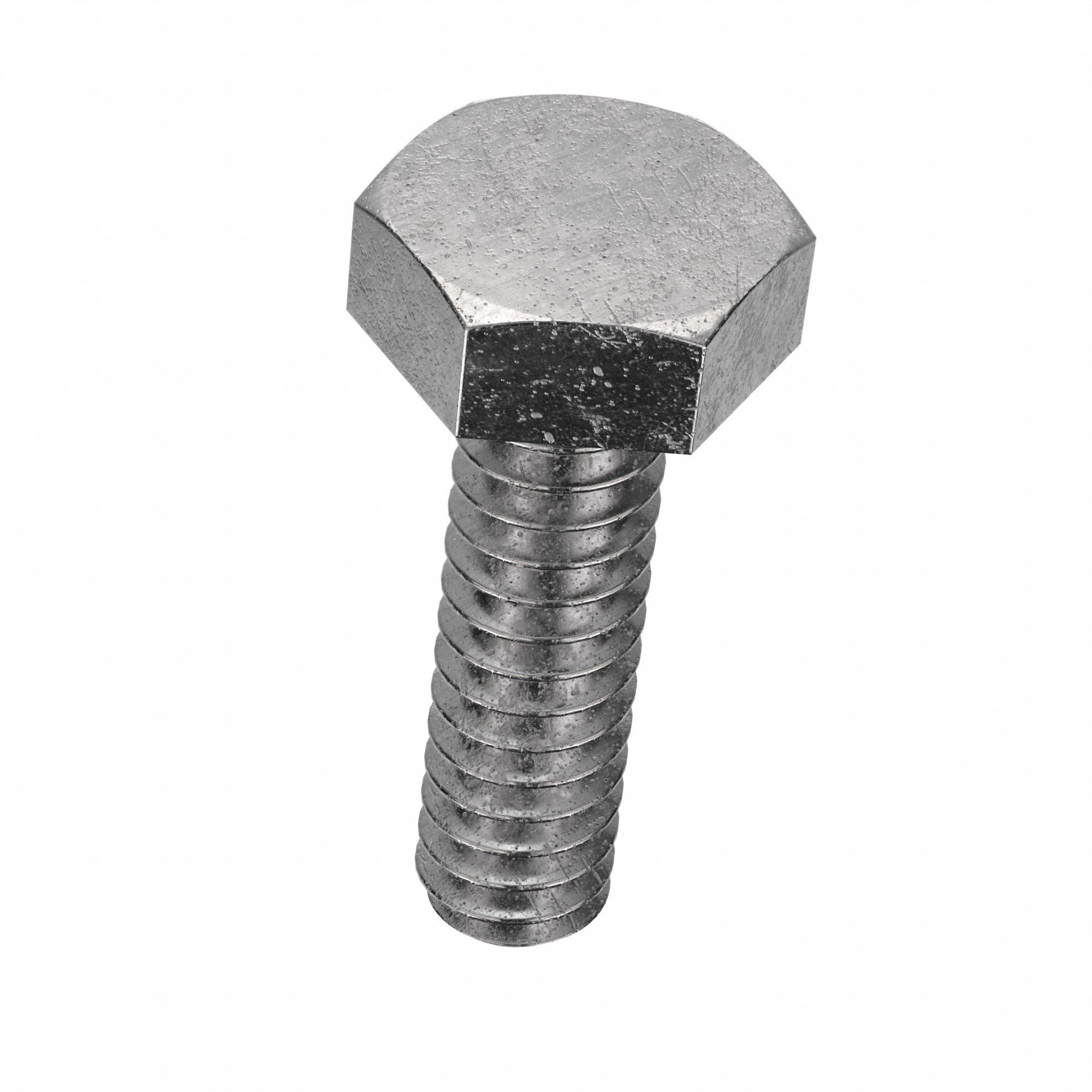 Machine Screw: #6-32 Thread Size, 1/2 in Lg, Stainless Steel, Plain, Hex, External Hex, 100 PK