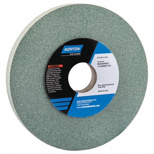 NORTON Type 1 Silicon Carbide Straight Grinding Wheel, 6 in, 1 1/4 in