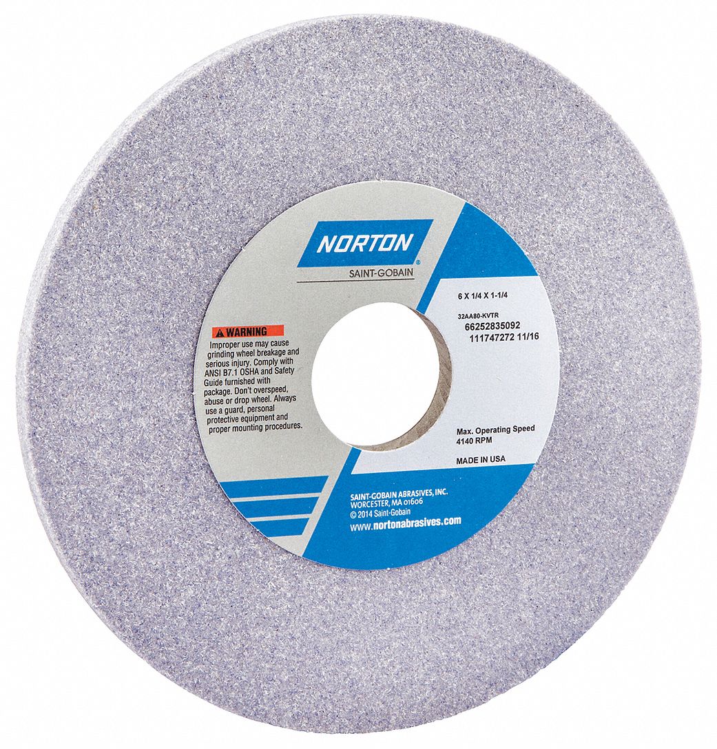 STRAIGHT GRINDING WHEEL, TYPE 1, 6 IN X ¼ IN X 1¼ IN, 32AA80-KVTR