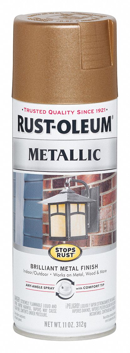 Rust Oleum Metallic Spray Paint Antique Brass 11 Oz Net Wt 10 To 12 Sq Ft Coverage 1ptg4 7274830 Grainger - Brass Colored Spray Paint For Metal