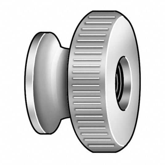 GRAINGER APPROVED 256 Round Knurled Thumb Nut, Passivated Finish