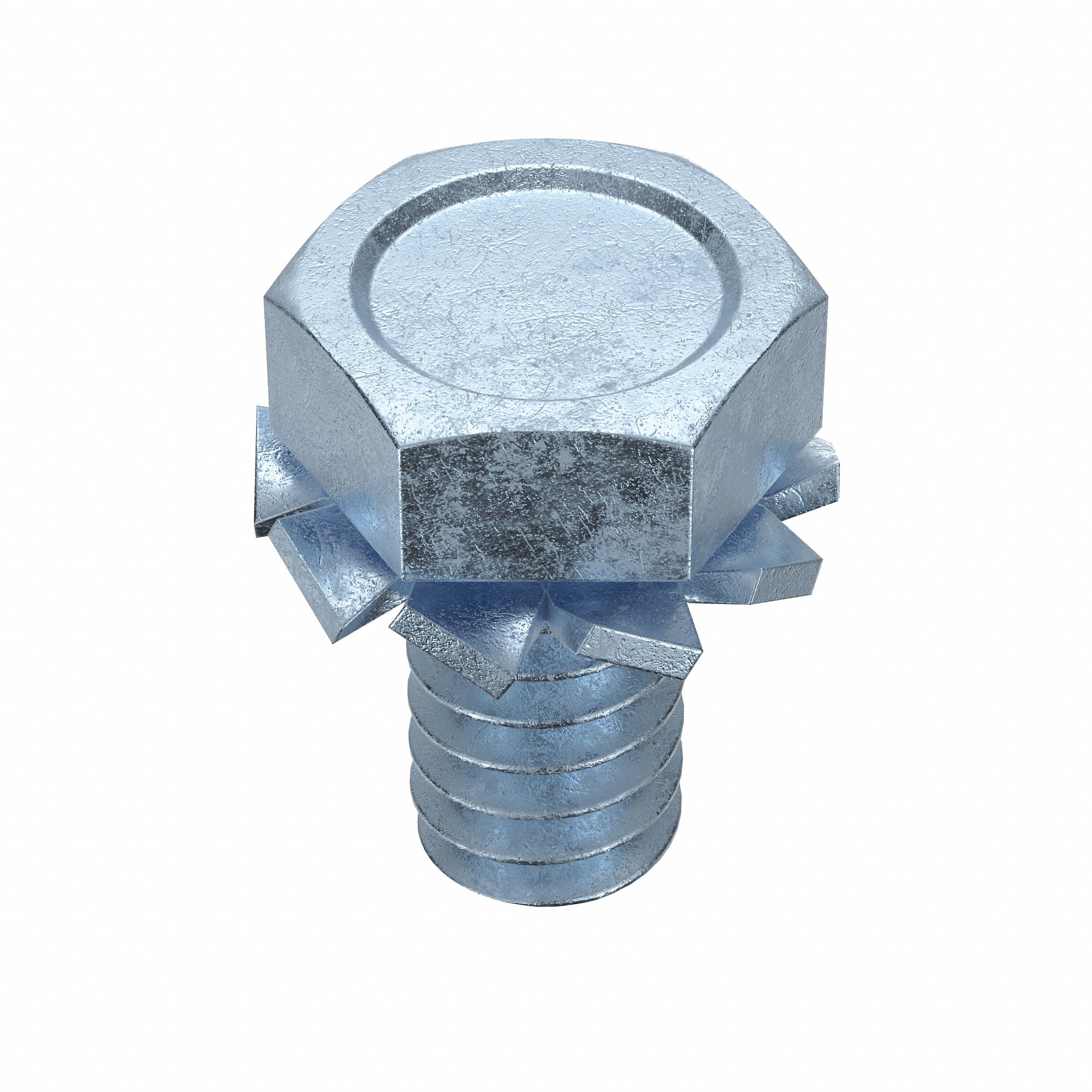 SEMS Screw: External Tooth, #10-24 Thread Size, 3/8 in Lg, Steel, Zinc-Plated, Hex, 100 PK