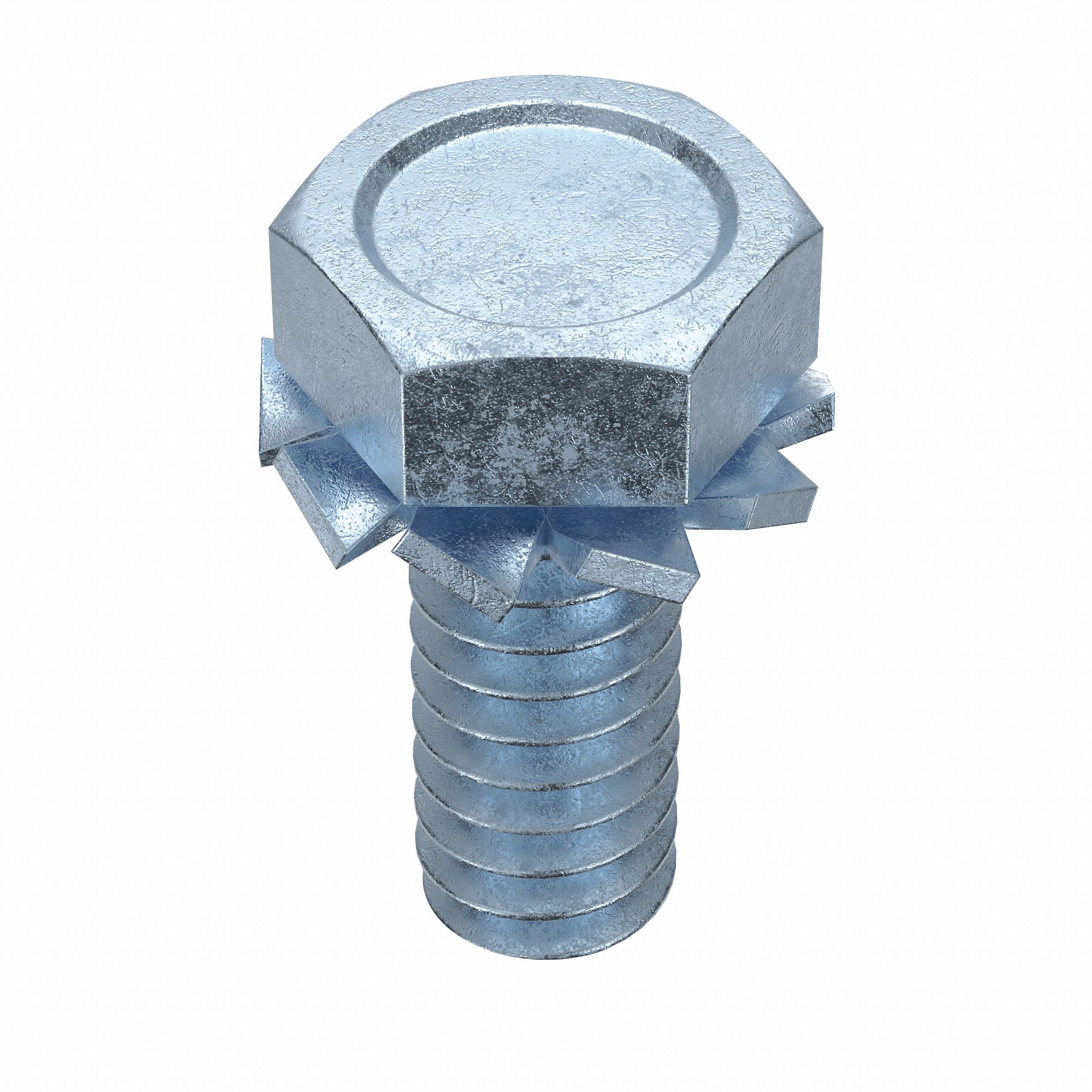 SEMS Screw: External Tooth, #10-24 Thread Size, 1/2 in Lg, Steel, Zinc-Plated, Hex, 100 PK