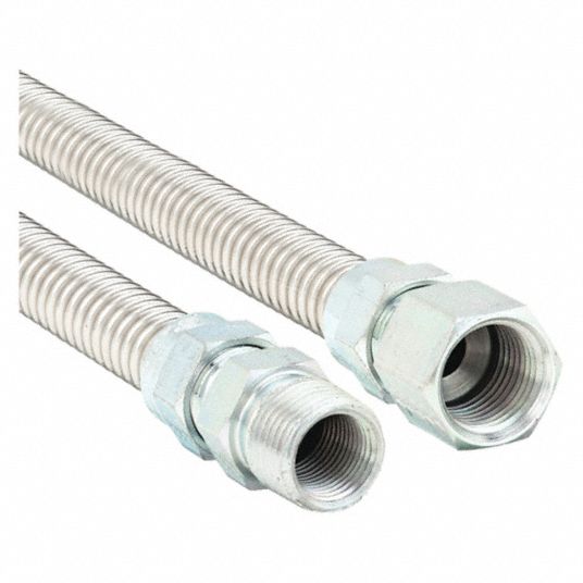 3/8 in Hose Inside Dia., 24 in Hose Lg, Gas Connector - 1PX46