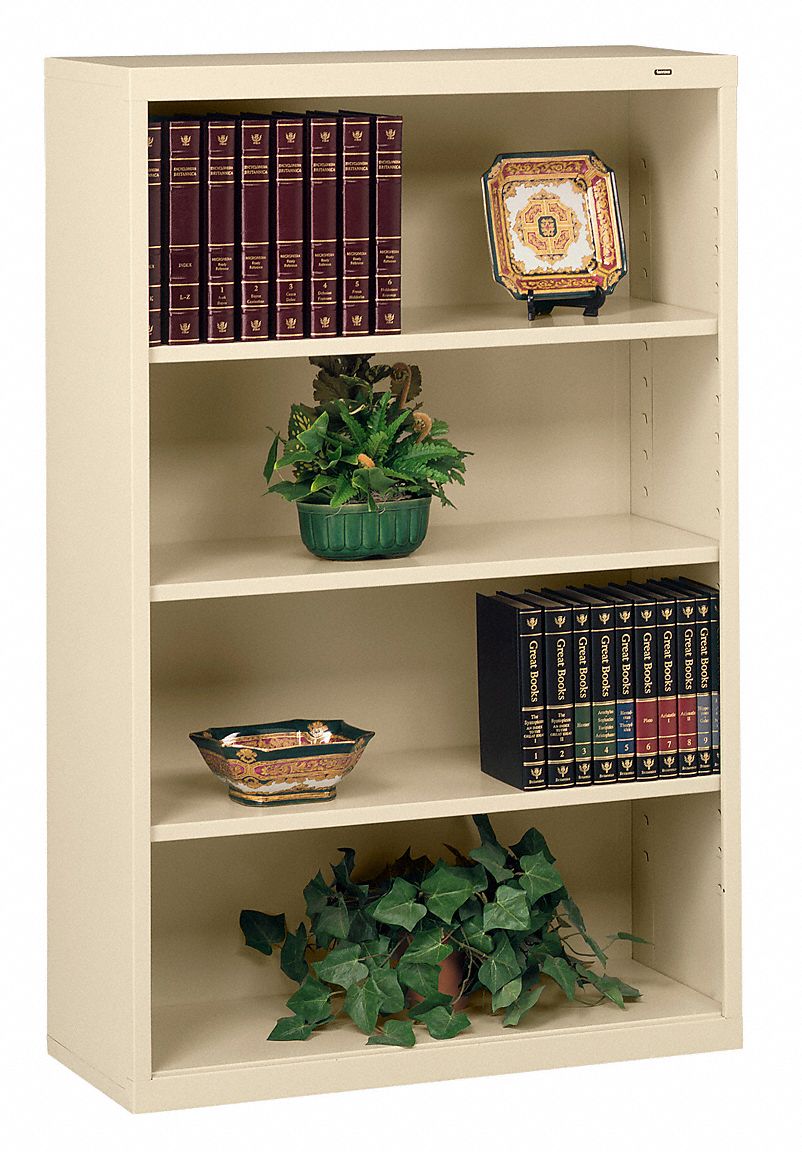 TENNSCO Stationary Bookcase Assembled, 4 Shelves, Champ/Putty, 13 1/2