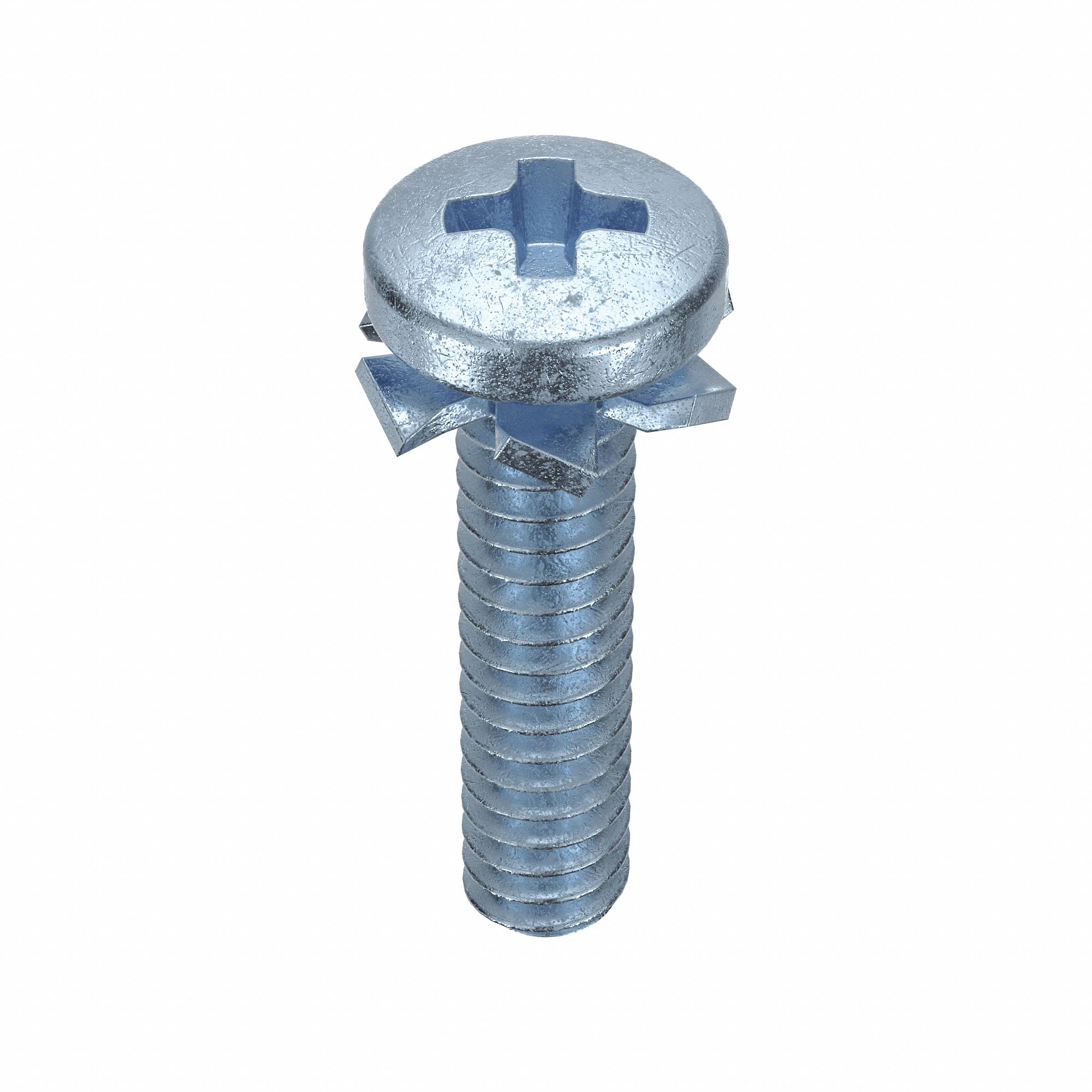 SEMS Screw: External Tooth, #4-40 Thread Size, 1/2 in Lg, Steel, Zinc-Plated, Pan, Phillips, 100 PK