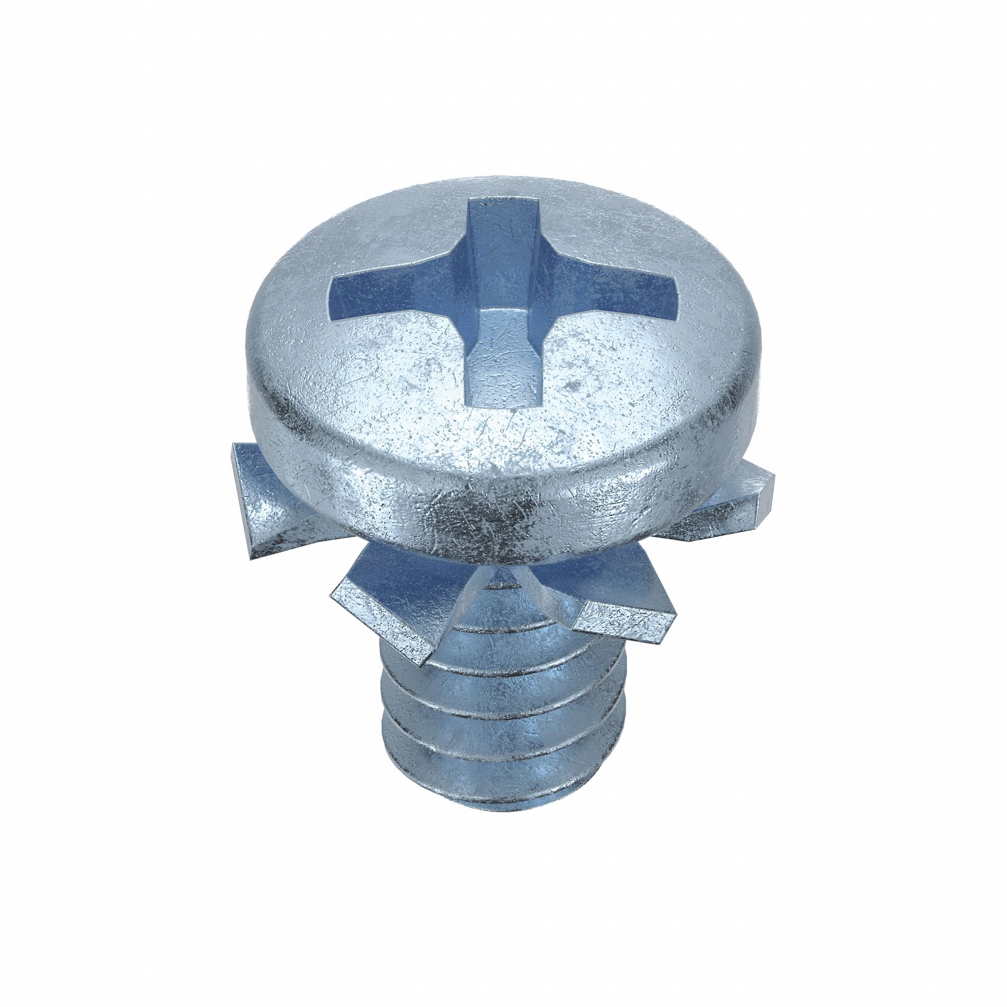 SEMS Screw: External Tooth, #6-32 Thread Size, 1/4 in Lg, Steel, Zinc-Plated, Pan, Phillips, 100 PK