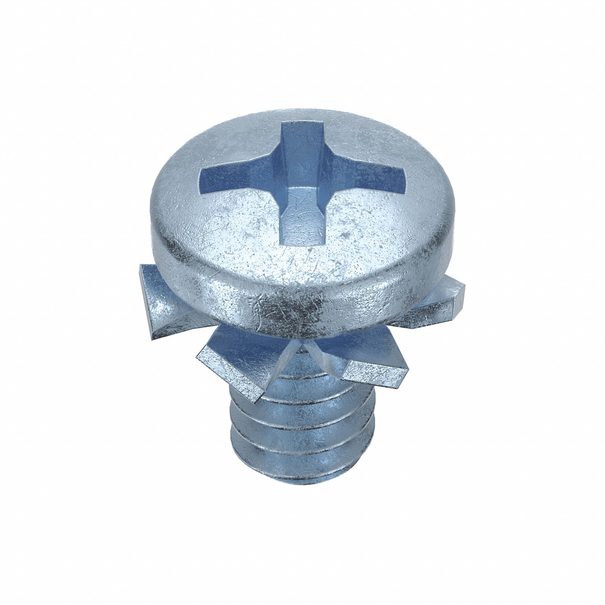 SEMS Screw: Internal Tooth, #6-32 Thread Size, 1/4 in Lg, Steel, Zinc-Plated, Pan, Phillips, 100 PK