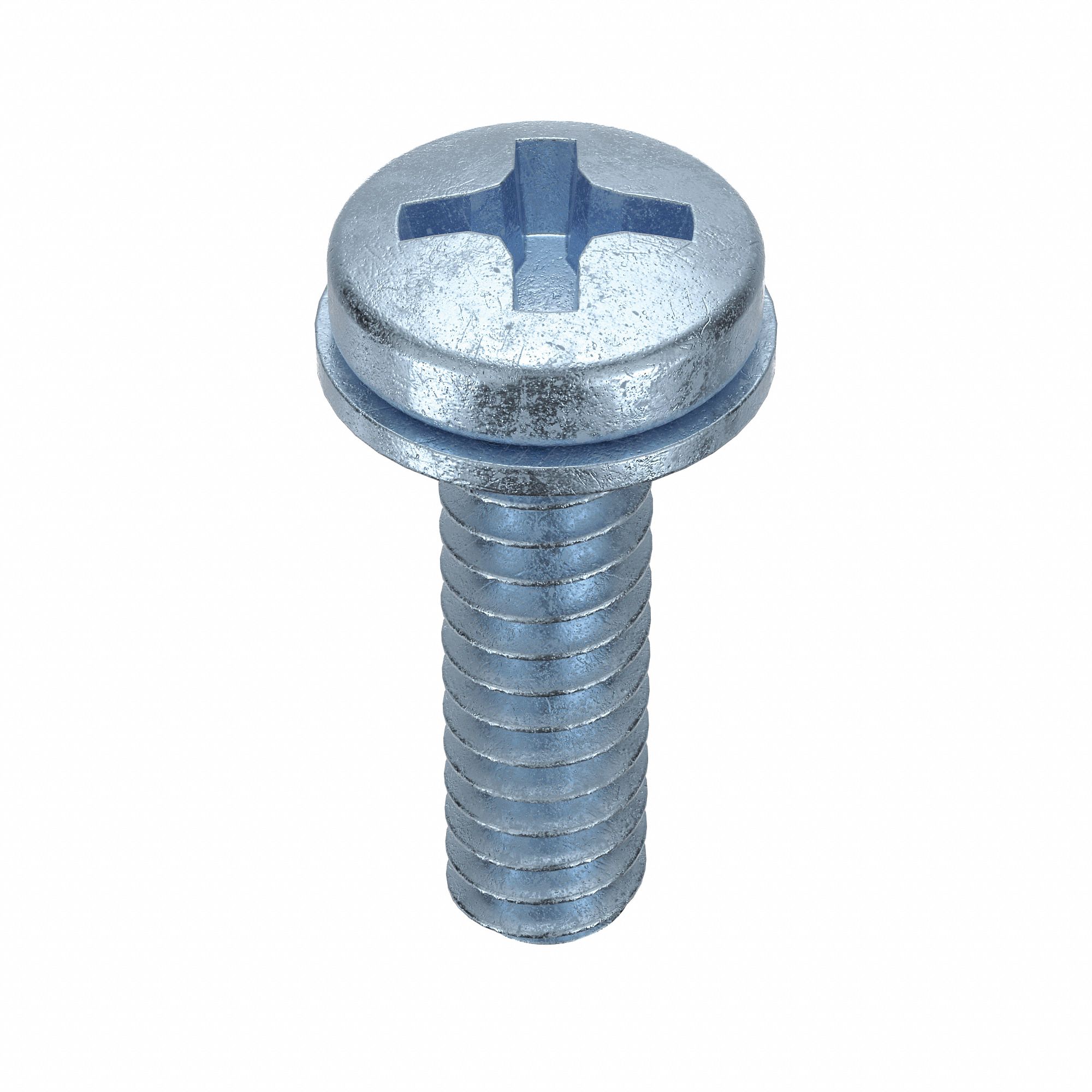 SEMS Screw: Internal Tooth, #6-32 Thread Size, 1/2 in Lg, Steel, Zinc-Plated, Pan, Phillips, 100 PK