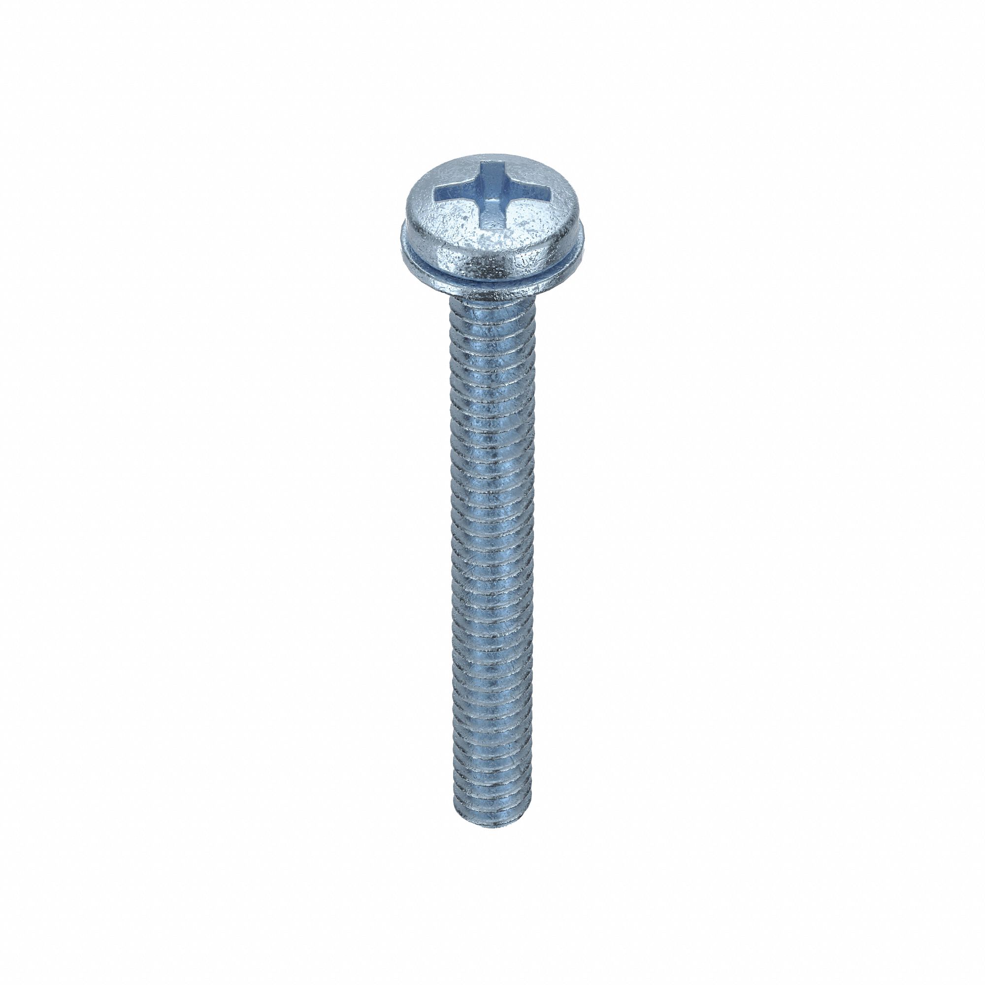 SEMS Screw: Internal Tooth, #6-32 Thread Size, 1 1/4 in Lg, Steel, Zinc-Plated, Pan, Phillips, 50 PK