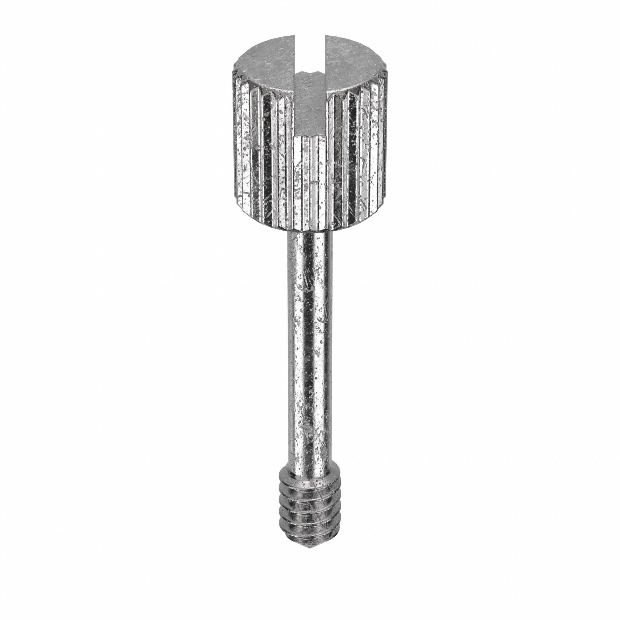 Captive Panel Screw: #6-32 Thread Size, 9/16 in Lg, Knurled, Round Head, Slotted, 18-8, Plain, 5 PK