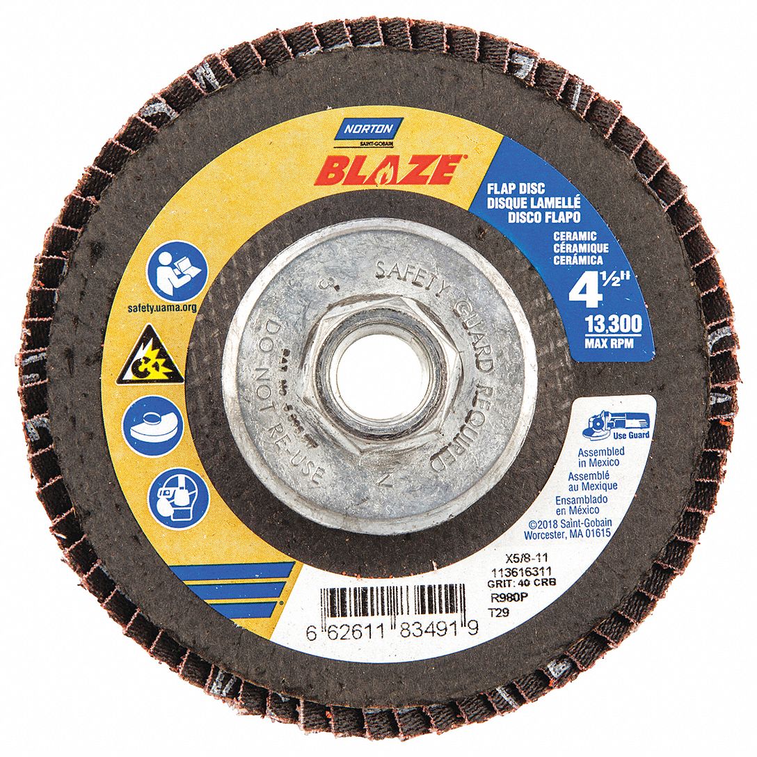 NORTON Flap Disc 5/8"11 Mounting Hole Size, 40 Abrasive Grit, Coarse