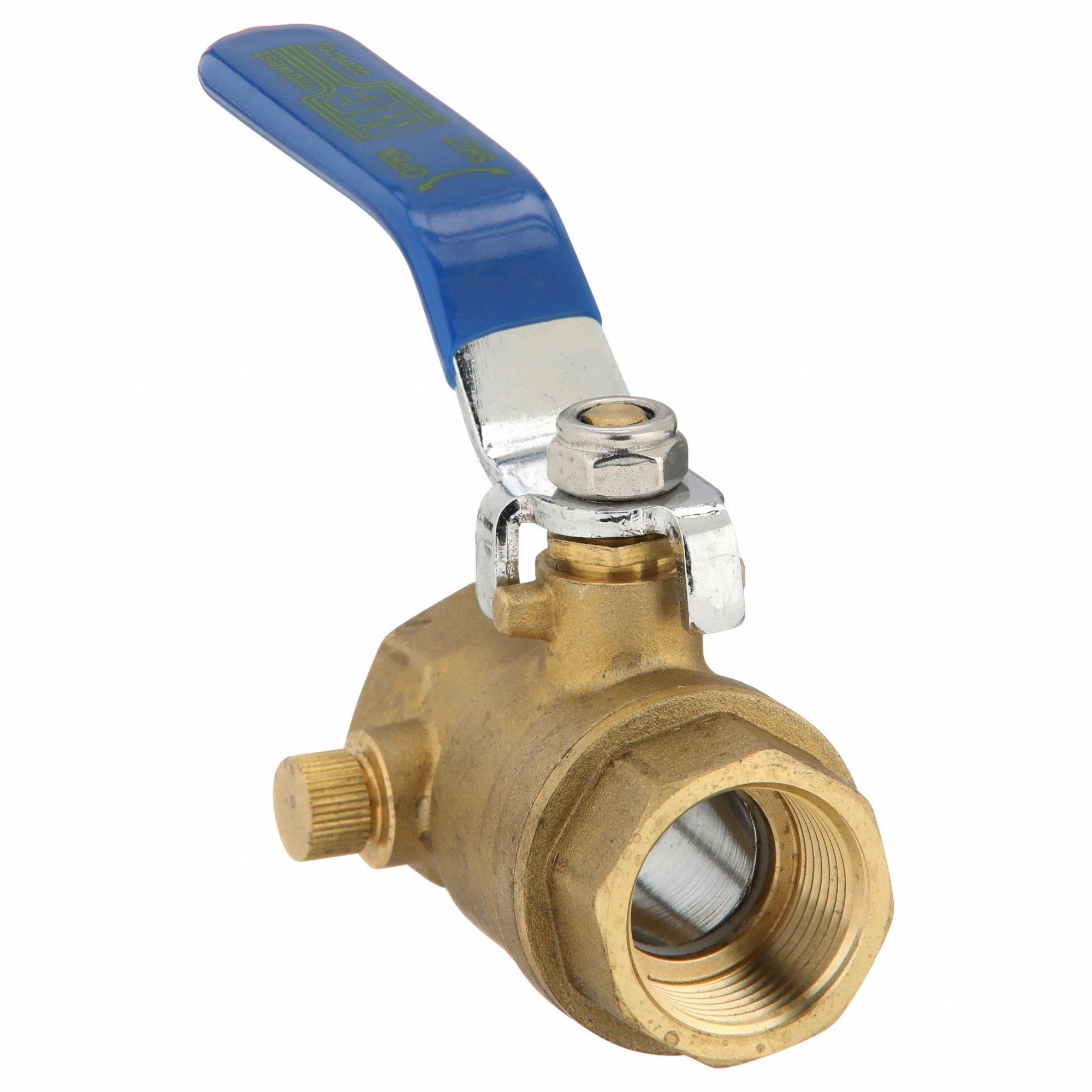 Manual Two-Way Ball Valve: 3/4 in, Brass, Straight, FNPT x FNPT, Full Port Ball Port